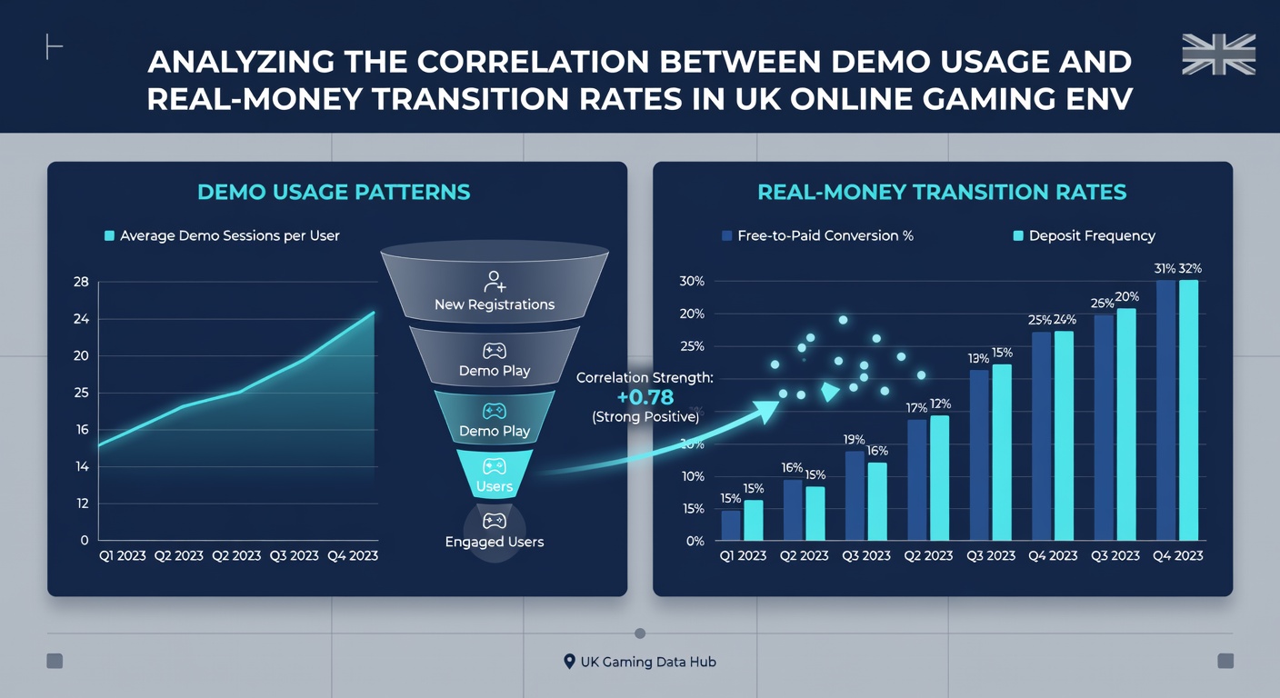 Infographic displaying transition rates segmented by demo session length and game type in UK environments