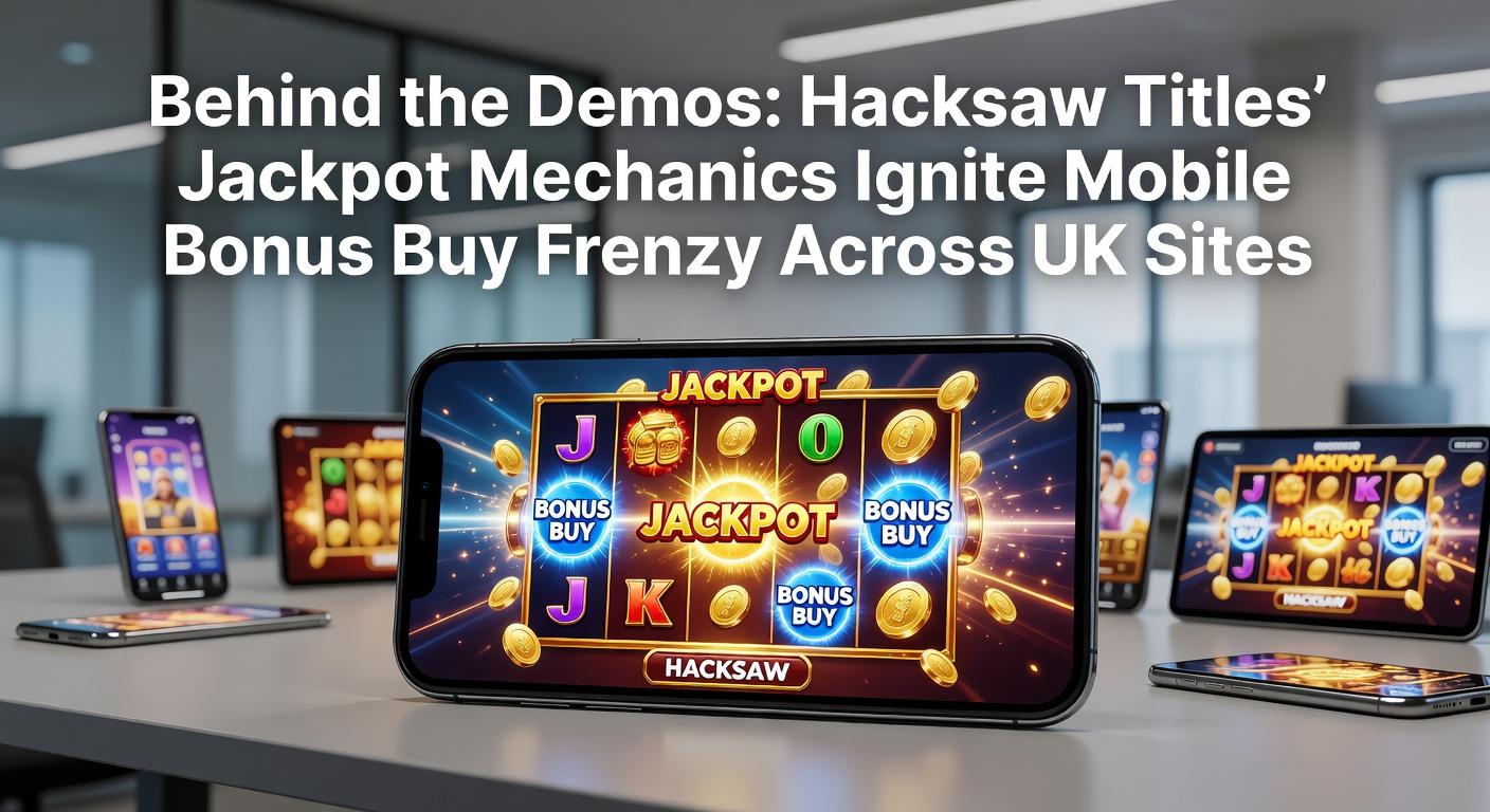Vibrant screenshot of a Hacksaw Gaming slot featuring cascading jackpots and bonus buy buttons on a mobile screen, highlighting explosive win potential