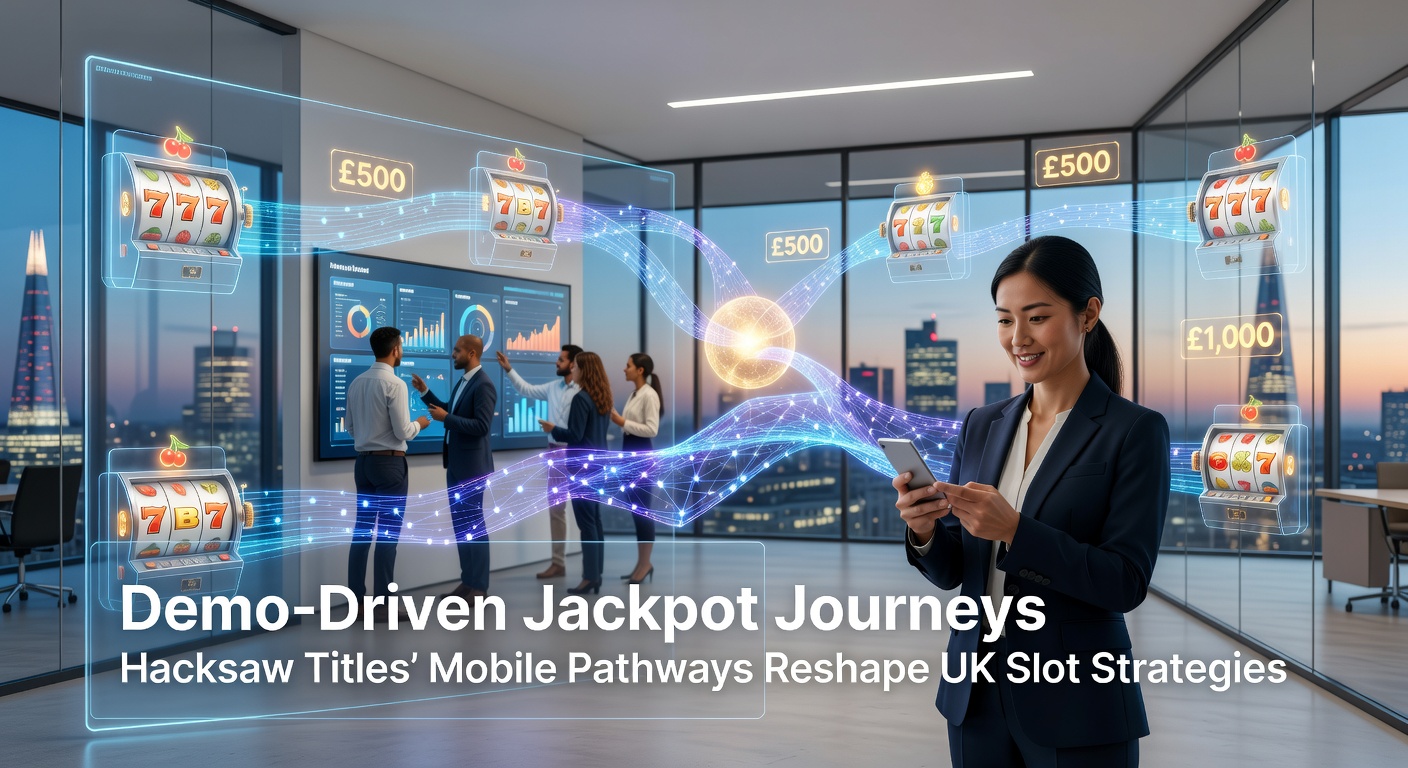 Vibrant mobile screen displaying a Hacksaw Gaming slot demo with jackpot counters ticking upward amid cascading reels and bonus triggers