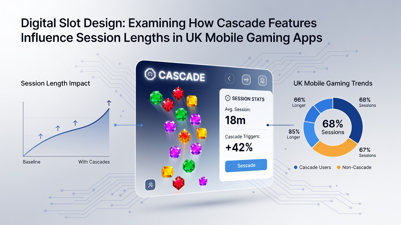 Analytics dashboard showing session length metrics correlated with cascade frequency in mobile gaming apps