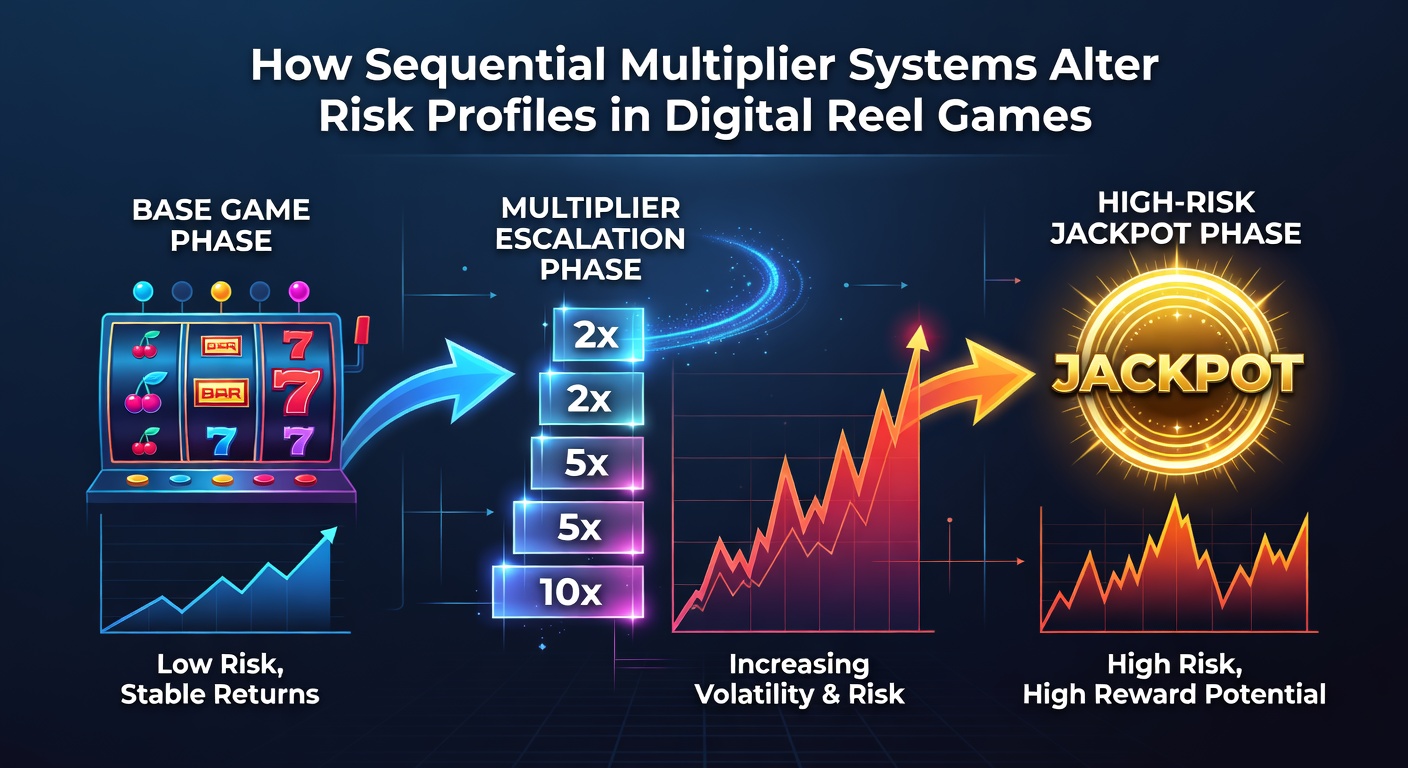 Digital reel game interface displaying sequential multiplier progression during a bonus round