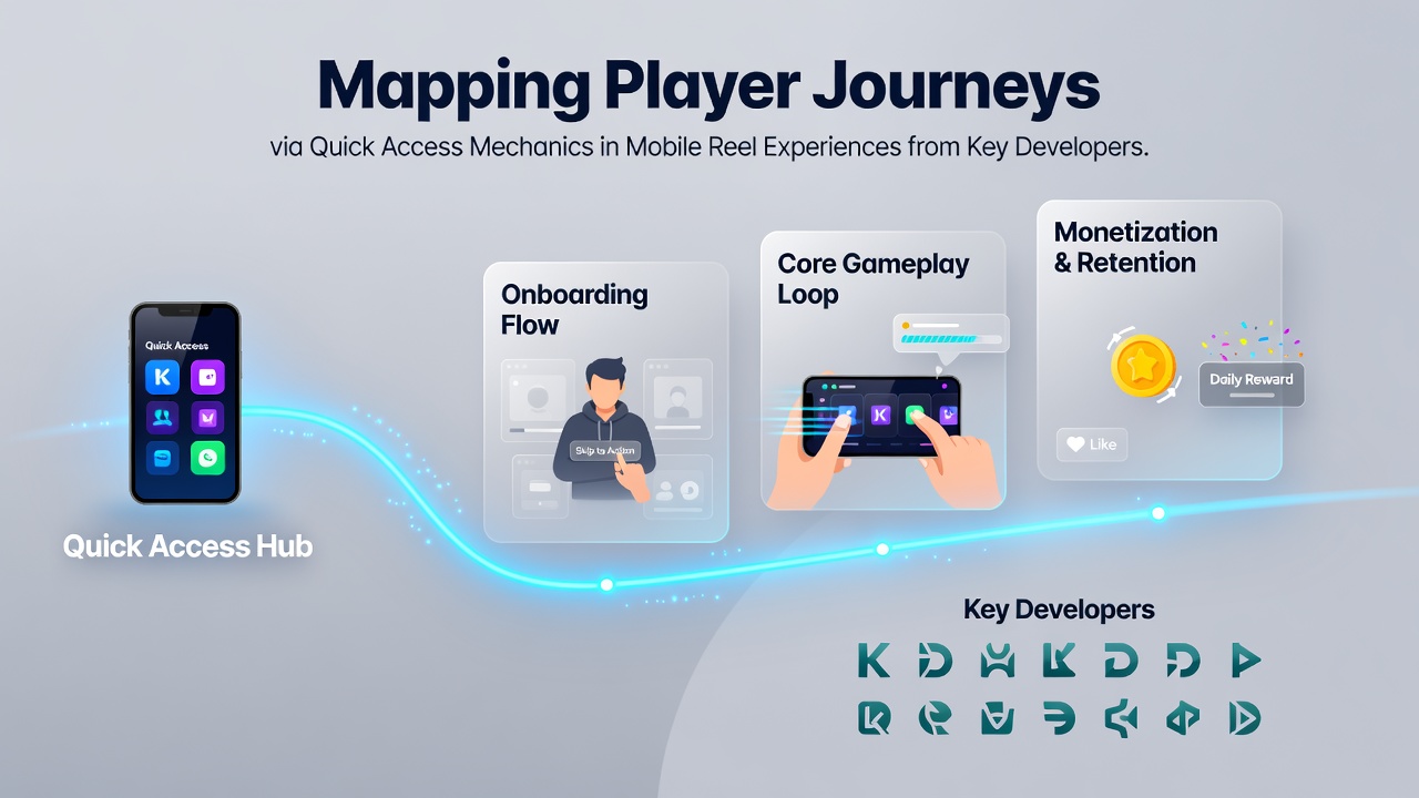 Analytics dashboard displaying player journey maps with quick access points highlighted in a mobile gaming context