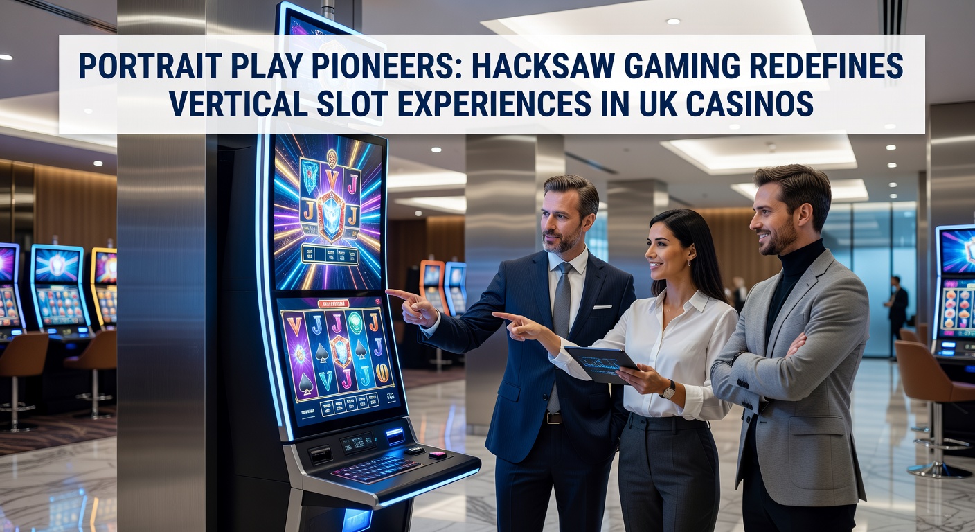Hacksaw Gaming's vertical slot interface optimized for portrait mode on mobile devices, showcasing vibrant reels and intuitive touch controls in a UK casino app