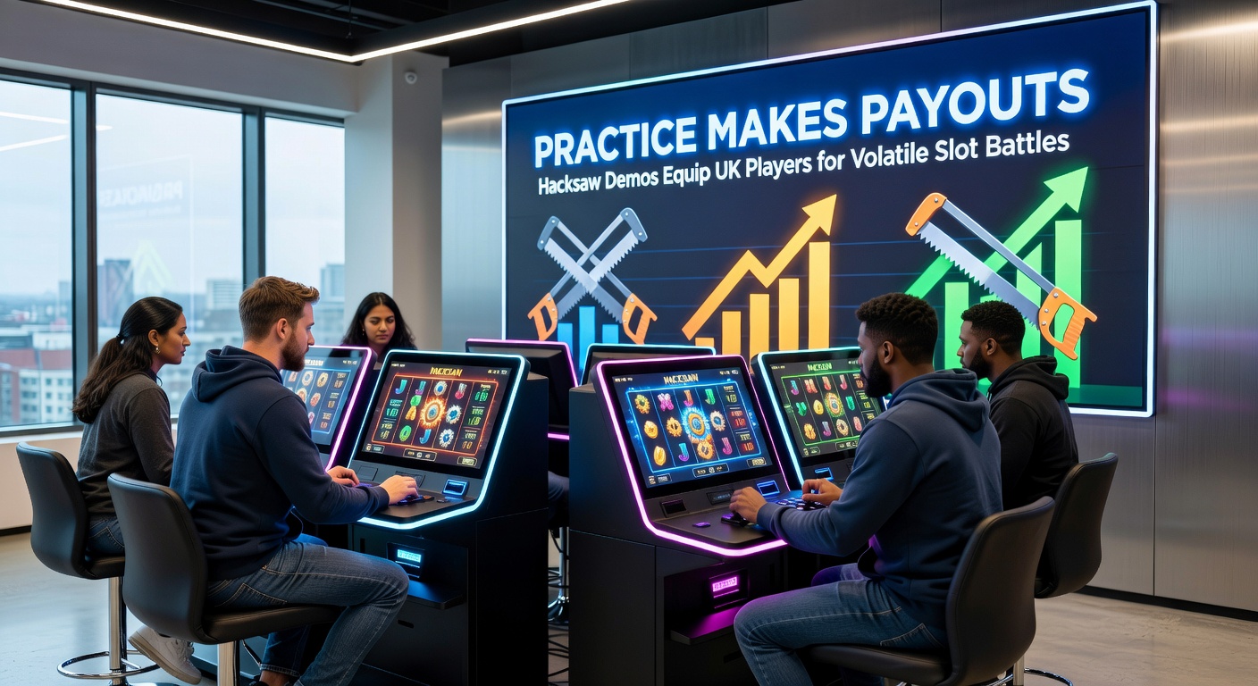 Hacksaw Gaming demo screen displaying a high-volatility slot with cascading reels and multiplier features activating during a bonus round