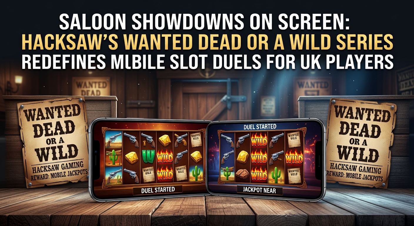 Dynamic screenshot of Hacksaw Gaming's Wanted Dead or a Wild slot featuring saloon showdown graphics and duel mechanics on a mobile screen