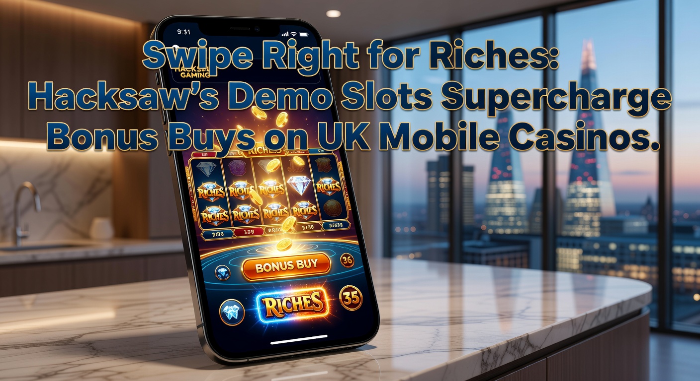 Close-up of Hacksaw Gaming slot demo interface on a smartphone, highlighting bonus buy button with payout previews and mobile-optimized swipe controls