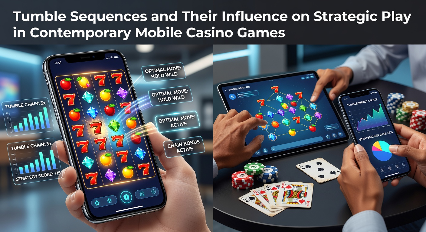Illustration of tumble sequences in a mobile slot game showing cascading symbols and chain reactions on screen