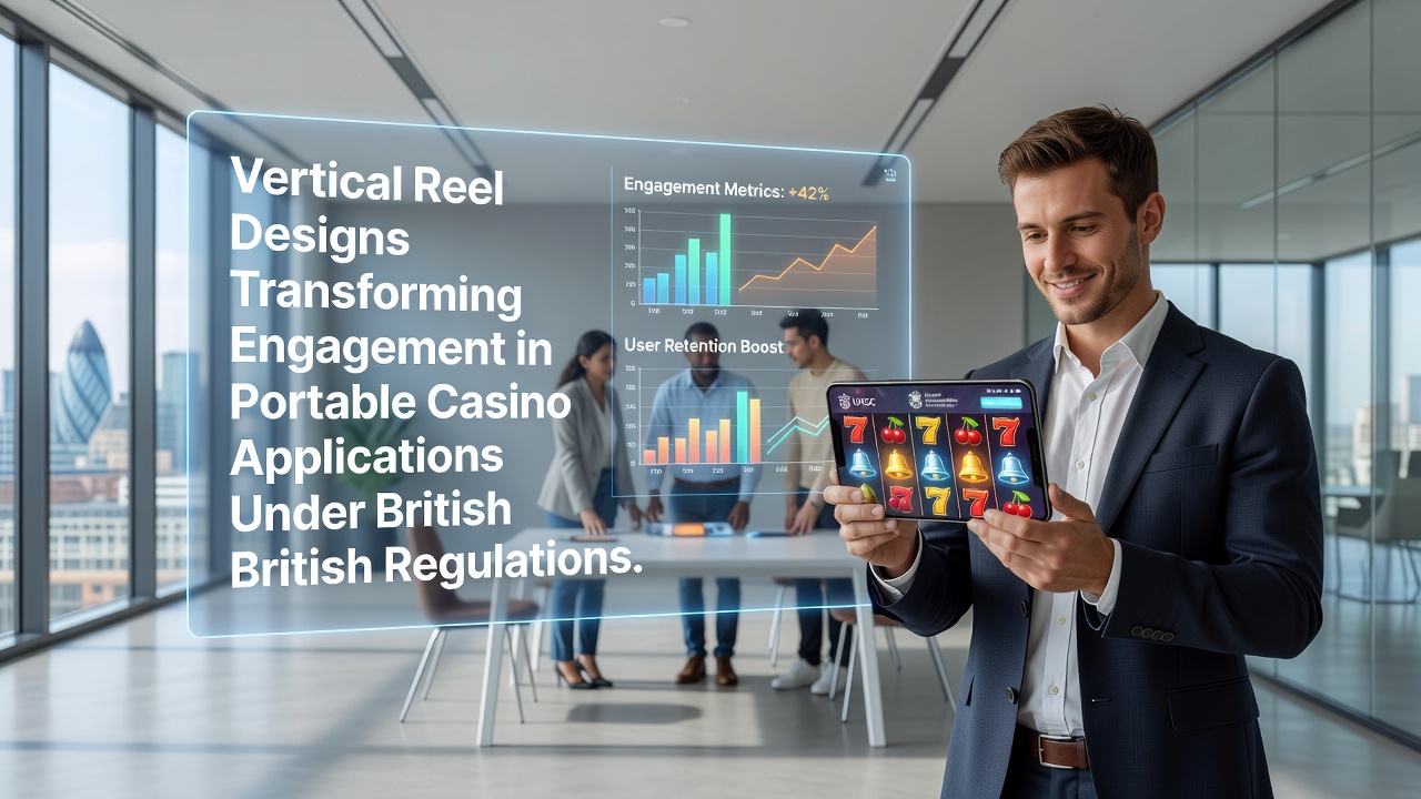 Mobile device displaying vertical reel slot interface in portrait mode with British regulatory compliance indicators
